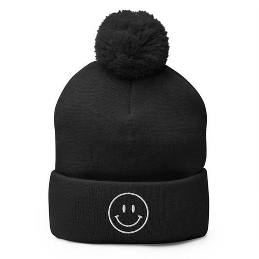 black. HBD pom beanie