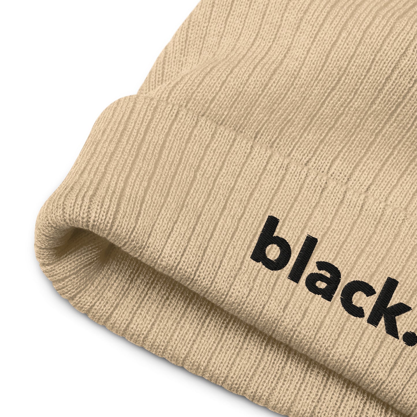 black. ribbed knit beanie