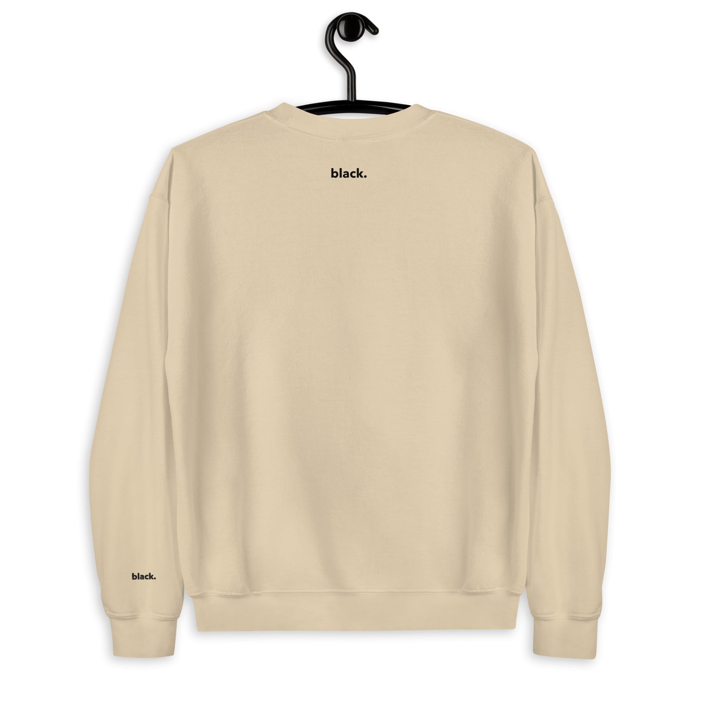 black. happy to be here crewneck