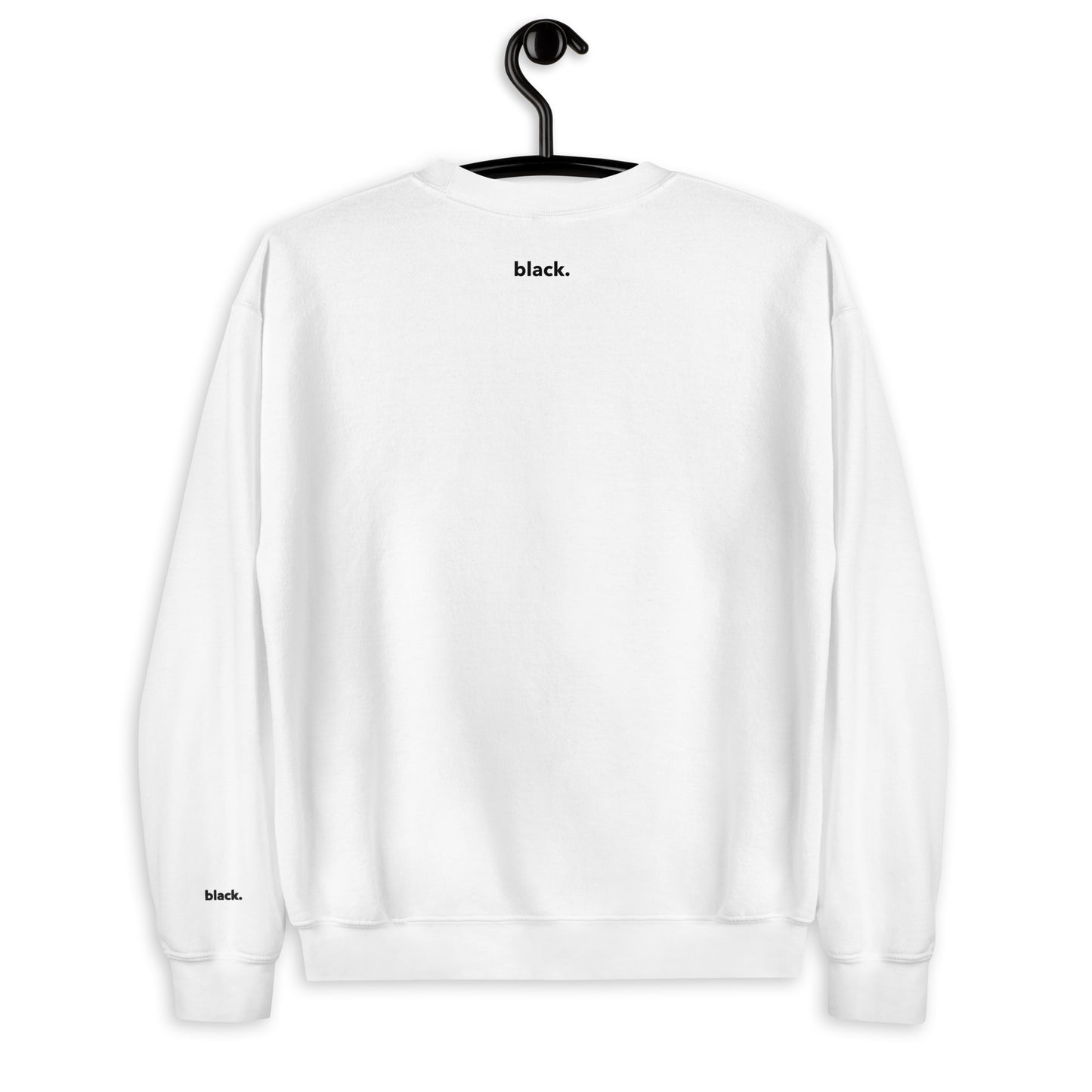 black. happy to be here crewneck